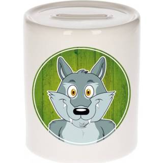 👉 Dieren spaarpot keramiek multikleur kinderen Vrolijke Wolf 9 Cm - Spaarpotten Voor 8719538351752