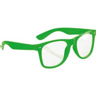 Brillen groen kunststof Neon Verkleed - Voor Volwassenen 8718758745181