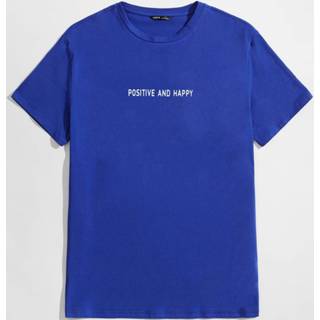 👉 Shirt katoen koningsblauw mannen T-shirt met slogan voor heren