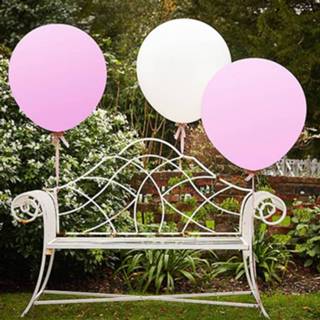 👉 Mega ballon wit roze multikleur Ballonnen Wit-roze (3st) 5060303702877