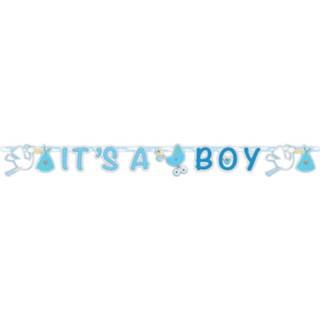 👉 Letterslinger papier blauw jongens Geboorte Jongen 170 Cm 8719538105072