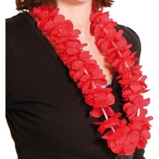 👉 Hawaii ketting rood polyester Bloemen - 8714572098694