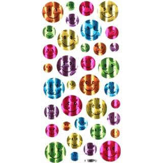 👉 Kunststof multikleur 36x Smiley Stickers Gekleurd Metallic Op Vel 8719538364158