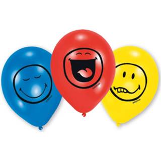 👉 Ballon blauw rood geel Amscan Ballonnen Smileys 23 Cm Blauw/rood/geel 6 Stuks 4009775462842