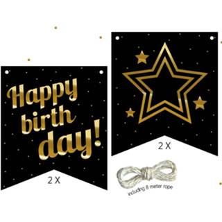 👉 Karton zwart Haza Original Vlaggenlijnkit 'Happy Birthday' 8 Meter 5-delig 8711319051226