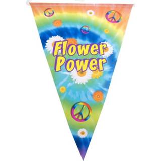 👉 Vlaggenlijn kunststof multikleur 3x Vlaggenlijnen Flower Power Hippie Feest Decoratie 5 Meter 8719538785601