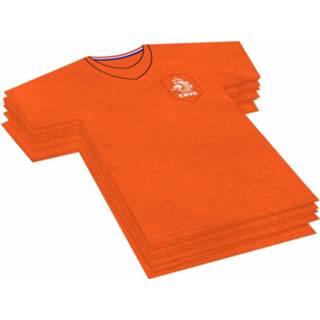 Voetbalshirt oranje papier papieren 60x Themafeest Servetten 16 X 15 Cm - Wegwerp Tafeldecoraties 8720147430431