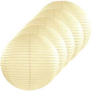 👉 Lampion papier multikleur 5x Luxe Bol Lampionnen Ivoor 25 Cm - Feestversiering/decoratie 8720147679236