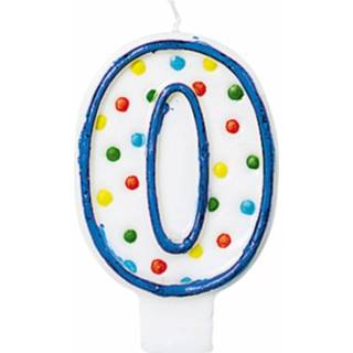 👉 Verjaardag kaarsje blauw wit Amscan Verjaardagskaars 0 - Polka Dots 7,6 Cm Blauw/wit 13051419288