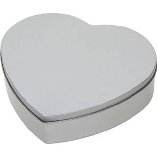 👉 Zilveren hart blikken aluminium zilverkleurig Zilver Opbergblik/bewaarblik 18 Cm - Cadeauverpakking Voorraadblikken 8720147508093