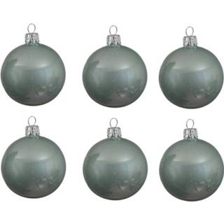 👉 Kerstbal tgroene tgroen glans glas groen 6x Mintgroene Glazen Kerstballen 6 Cm - Glans/glanzende Kerstboomversiering Mintgroen 8719538908642