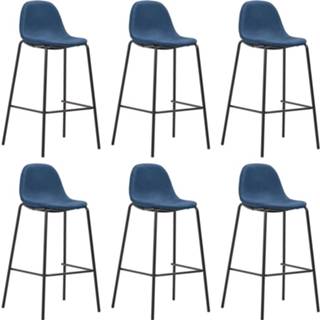 👉 Barstoel blauw stof Vidaxl Barstoelen 6 St 8719883832067