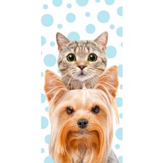 👉 Strandlaken katoen multikleur Cat & Dog - 140 X 70 Cm Multi 5902729044325