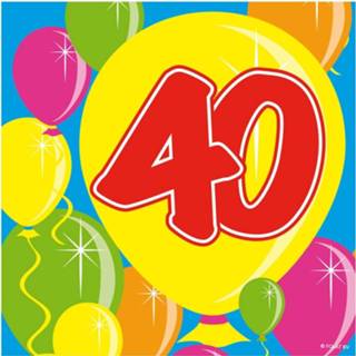 👉 Servet papier papieren multikleur 60x 40 Jaar Leeftijd Themafeest Servetten Balloons 25 X Cm - 40e Verjaardag Wegwerp Tafeldecoraties 8720147411461