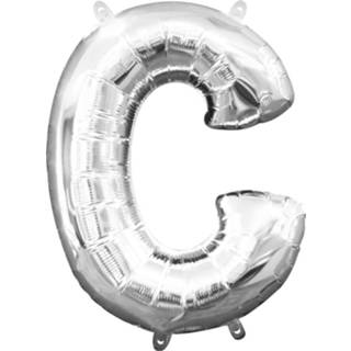 👉 Folieballon zilver zilverkleurig Amscan Letter C 22 X 33 Cm 26635330152
