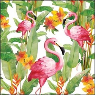 👉 Servet papier multikleur 60x Flamingo Hawaii/exotisch Thema Servetten 33 X Cm - Papieren 3-laags 8720147864304