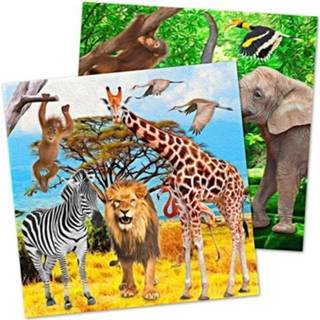 👉 Servet papier multikleur 60x Safari/jungle Themafeest Servetten 33 X Cm - 2-zijdige Print Jungledieren Safaridieren 8720147856071