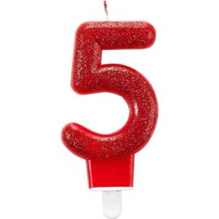 👉 Kaars rood Amscan '5' 7 Cm 13051639358