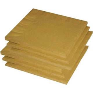 👉 Servet gouden goud papier goudkleurig 60x Servetten 33 X Cm - Thema Tafeldecoratie 8720147647242