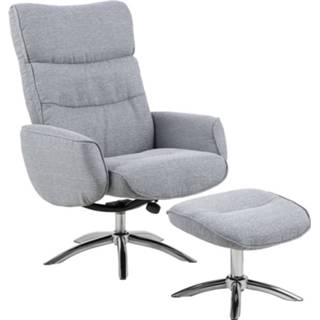 👉 Relaxfauteuil grijze stof grijs 24designs Verstelbare Relax Fauteuil Erik + Hocker - Lichtgrijze 8720143245145