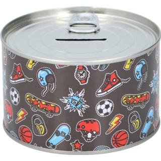 👉 Spaarpot zwart blik staal Tom Junior 10 Cm 8719817640027