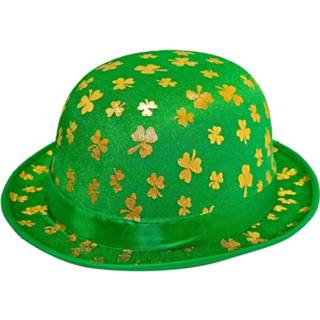 👉 Bolhoed groen gouden kunststof St. Patricks Day Verkleed Met Klavers - Ierland Feest Hoedjes Voor Volwassenen 8720147660661