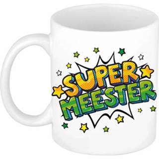 👉 Koffiemok wit keramiek Super Meester Cadeau / Theebeker Met Sterren - 300 Ml Bedankje 8720147822120