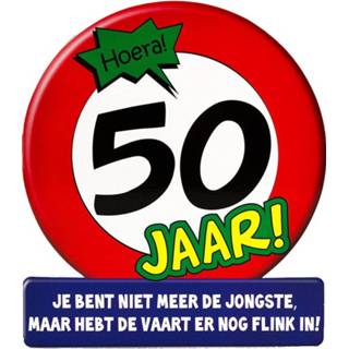👉 Wenskaart multikleur Stopbord Wenskaart/verjaardagskaart 50 Jaar 16 X 14 Cm - Verjaardag Ansichtkaarten/wenskaarten 8718758484370