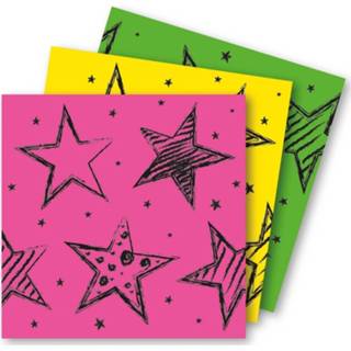 👉 Servet groen geel roze papier papieren multikleur kinderen 12x Neon Kleuren Feest Servetten Groen, En 33 X Cm - Kinderfeestje Wegwerp Tafeldecoraties 8720147448474
