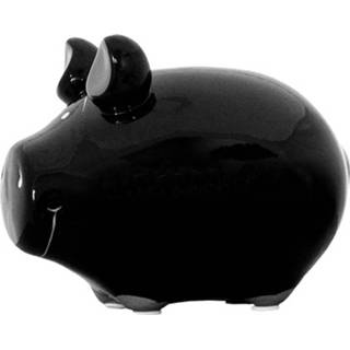 👉 Dieren spaarpot zwart leer steen Varken/big 12 X 9 Cm - Varkens/biggen Cadeau Spaarpotten Geld Sparen Leren Omgaan Met 8720276070034