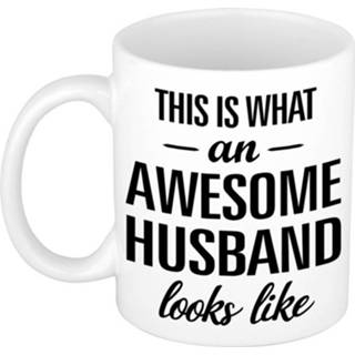 👉 Beker keramiek wit This Is What An Awesome Husband Looks Like Cadeau Mok / - 300 Ml Verjaardag Vaderdag Kado 8720147932928