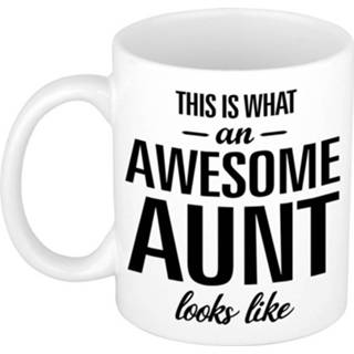 👉 Beker keramiek wit This Is What An Awesome Aunt Looks Like Cadeau Mok / - 300 Ml Verjaardag Kado 8720147932782