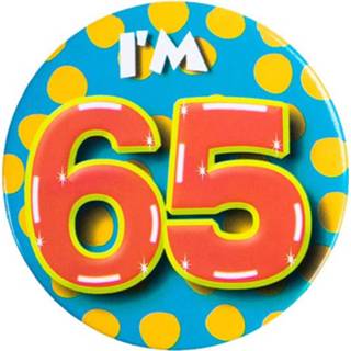 👉 Speld kunststof multikleur Verjaardags Button/speld I Am 65 - 65e Verjaardag Kledingdecoratie / Feestkleding 8718758460015