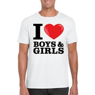 👉 Shirt katoen active mannen jongens meisjes wit I love boys & girls t-shirt heren