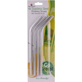 👉 RVS Rietjes - Herbruikbaar Gebogen Set Van 4 Grunwerg 5019311948678