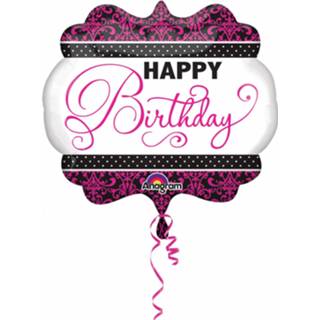 👉 Folieballon zwart roze wit Amscan Zwart/roze/wit 63 Cm 26635309301
