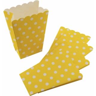 👉 Gele witte papier geel Wegwerp Popcornbakjes Met Stippen 8st 8719538143593