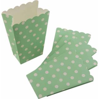 👉 Groene witte papier groen Wegwerp Popcornbakjes Met Stippen 8x 8719538143616