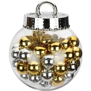 👉 Kerstbal roze zilver gouden kunststof glans multikleur 50x Mix En Kerstballen 3 Cm Mat/glans - Kerstboomversiering Tinten 8720147059069