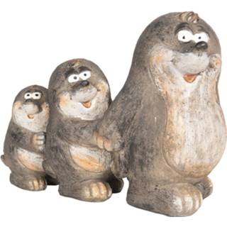 👉 Grijs kunststof polyresin Decoratie mollen - 24*13*20 cm Clayre & Eef 6PR2661 8717459698536