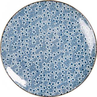 👉 Klein bord blauw keramiek - Ø 21 cm rond Clayre & Eef 6CEDP0046 8717459718753