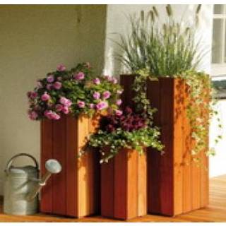 👉 Bloembak hardhout bruin Intergard plantenbak Bangkirai 50cm hoog 8718481760987