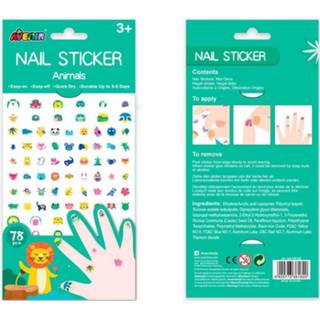 👉 Nagelsticker kunststof One Size meerkleurig meisjes Avenir nagelstickers Animals 23 x 11 cm 78 stuks 8719817773602