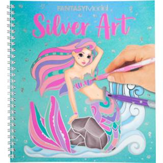 👉 Kleur boek zilver turkoois One Size Fantasy Model Silver Art Kleurboek 4010070562236