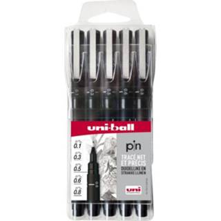 👉 Fineliner zwart Uni-ball Uni Pin 5 Set 3296280035499