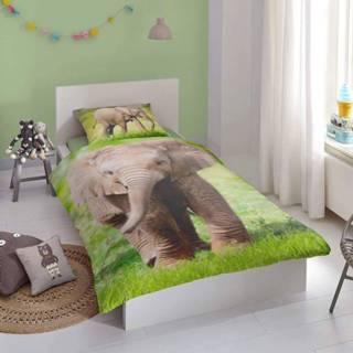 👉 Dekbedovertrek multicolor katoen One Size meerkleurig Good Morning Olifant junior 135x200 cm 8717285151694