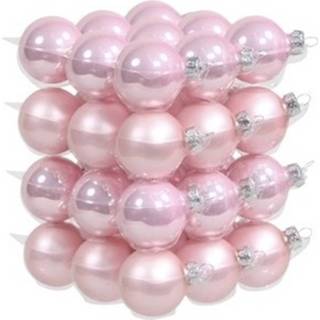 👉 Kerstbal roze glans glas 36x Glazen Kerstballen 4 Cm - Mat/glans Kerstboomversiering Zoet 8720147075922