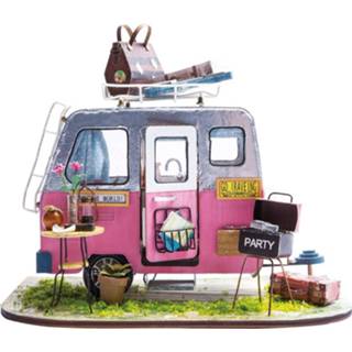 👉 Poppenhuis houten Robotime Vrolijke Camper Dgm04 - Modelbouw Mini Met Led Licht Diy 8718274547047