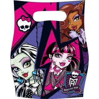 👉 Uitdeelzakje roze paars kunststof Amscan Monster High 2 Roze/paars 6 Stuks 4009775479543