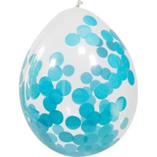 👉 Transparante blauwe transparant 4x Ballon Confetti 30 Cm 8714572085977